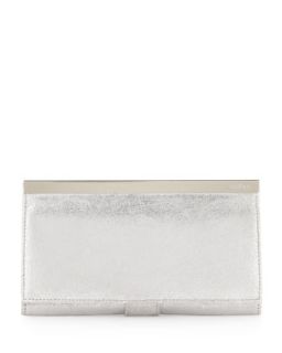 Maxine Metallic Clutch Wallet, Silver