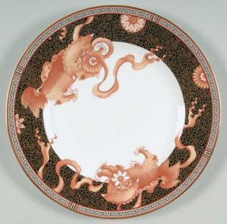Wedgwood Dynasty Salad Plate, Fine China Dinnerware   Tan Chinese Dragon,Black G