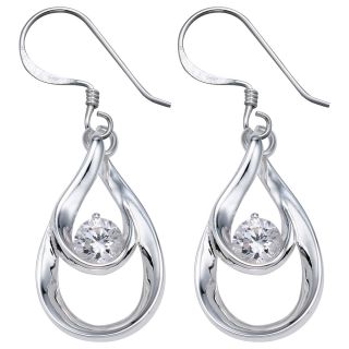 Sterling Silver Cubic Zirconia Teardrop Earrings, Womens