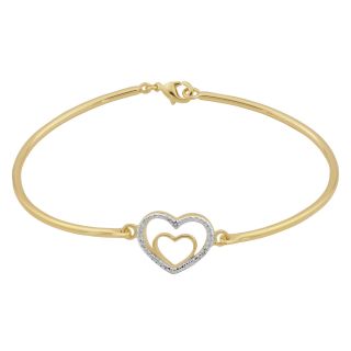 Bridge Jewelry Diamond Accent Double Heart Bangle Bracelet