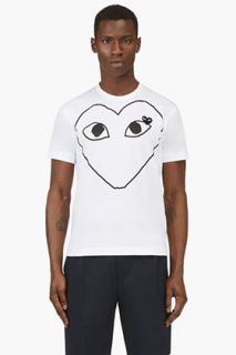 Comme Des Garons Play White Heart Patch Logo Print T_shirt