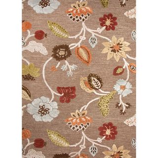 Hand tufted Transitional Floral Pattern Brown Wool Rug (2 X 3)