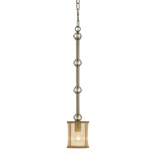 Hampton 1 light Antique Brass Silk Shimmer Pendant