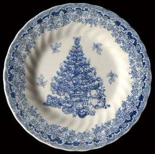 Queens China Seasons Greetings Blue Salad Plate, Fine China Dinnerware   Blue H