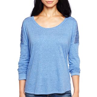I Jeans By Buffalo Long Sleeve Lace Detail Top, Blue