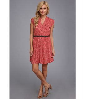 Angie Belted Print Dress Womens Dress (Red)