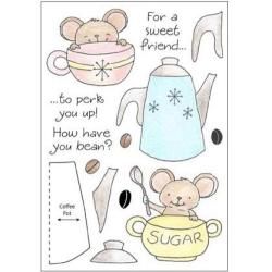 Honeypop Clear Stamp Set 4 X5.25   Coffee Mouse