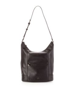 Marcelle Leather Hobo Bag, Black