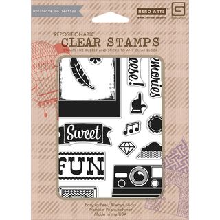 Basic Grey Hipster Clear Stamps By Hero Arts cheese 12 Images