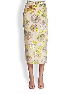 Rochas Floral Pencil Skirt  