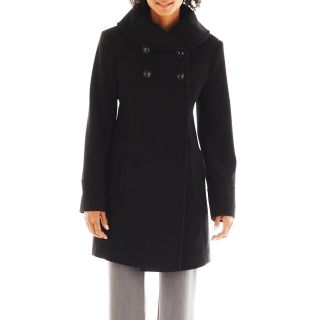 COLLEZIONE Faux Angora and Wool Blend Coat   Talls, Black, Womens