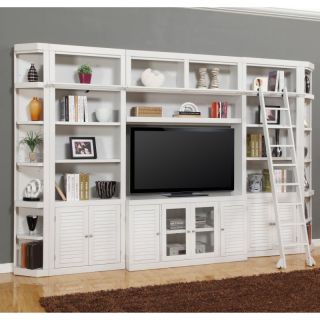 Parker House Boca Library Wall Entertainment Center Bookcase   Cottage White  
