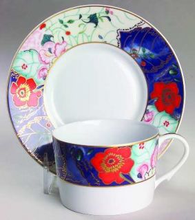 Raynaud Jardin De Printemps Flat Cup & Saucer Set, Fine China Dinnerware   Flora