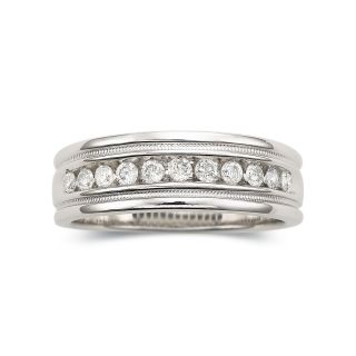 Mens 1/4 CT. T.W. Diamond Ring Milgrain Sterling Silver, White