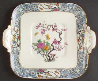 Lenox China Ming Birds (Older,Cream,Black/Greenstamp Square Handled Cake Plate,
