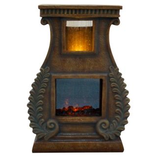 Alpine Fire Fountain with LED Lights and Square Fire Box Multicolor   GXT614S
