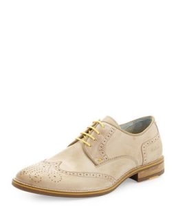 Social Gathering Perforated Leather Wingtip, Beige