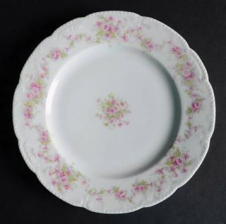 Bassett Bss3 Luncheon Plate, Fine China Dinnerware   Pink Flowers, Green Leaves,