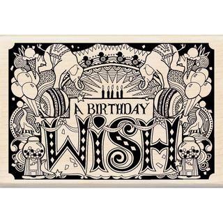 Inkadinkado Mounted Rubber Stamp 4 X2.75  Patterned Happy Birthday