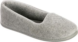 Womens Dearfoams Embroidered Closed Back   Light Heather Grey Slippers