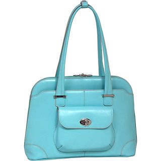 Avon   Ladies Leather Laptop Briefcase Aqua Blue   McKlein USA Ladie