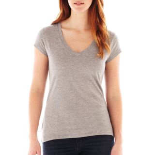 A.N.A Essential V Neck Tee   Tall, Grey, Womens