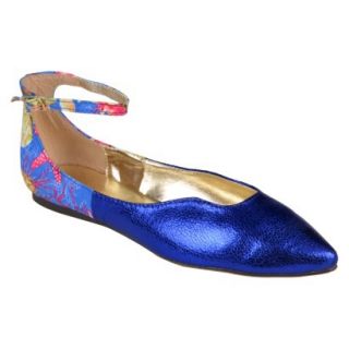 Womens Bamboo By Journee Ankle Strap Flats   Blue 7