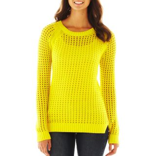 A.N.A Pointelle Openwork Sweater, Yellow, Womens