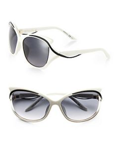 Dior Oversized Swirled Temple Sunglasses   White