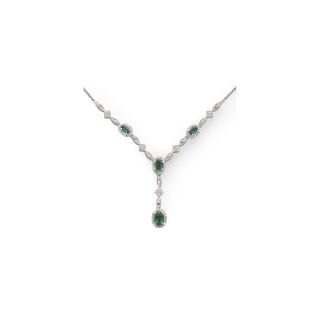 Lab Created Emerald Drop & Sterling Y Necklace, Womens