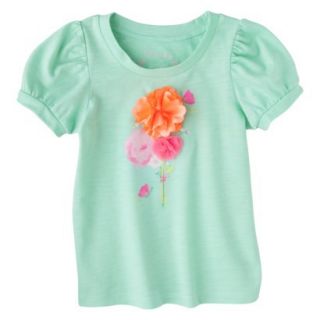 Cherokee Infant Toddler Girls Short Sleeve Flower Tee   Nettle Green 18 M