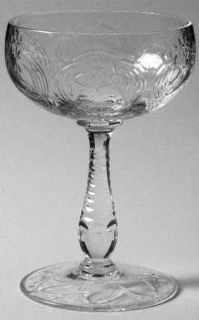 Unknown Crystal Chantilly Champagne/Tall Sherbet   Cut Scrolls & Dots,Cut Stem &