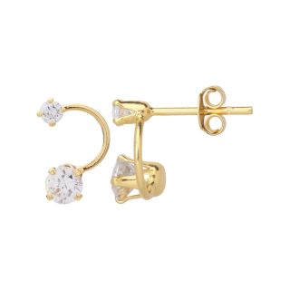 Bridge Jewelry Double Cubic Zirconia Gold Plated Curve Earrings