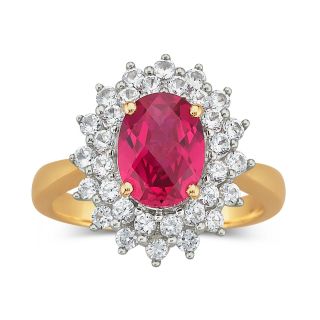Lab Created Ruby & White Sapphire Ring, Yellow, Womens