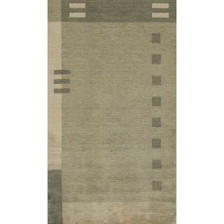 Hand loomed Loft Gabbeh Green Wool Rug (2 X 3)