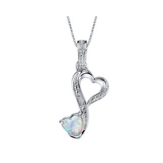 Love Grows Lab Created Opal & White Topaz Heart Pendant, Womens