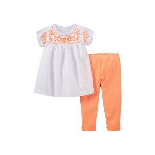 Carters Carter s Embroidered Legging Set   Girls newborn 24m, Orange/White,