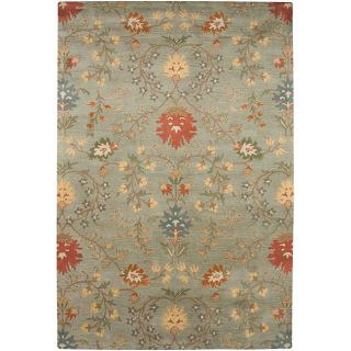 Hand tufted Ivory, Red And Green Wool Rug (2 X 3)