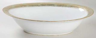 Noritake Adala 10 Oval Vegetable Bowl, Fine China Dinnerware   Gold Leaves On G