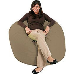 Fufsack Tan Microfiber Bean Bag Chair (TanMaterials Polyester microsuede, foamWeight 30 poundsDiameter 42 inchesFill Durable foamClosure Double YKK zipper is added for durability and then sealed shut for safetyCover Cover is double stitched along al