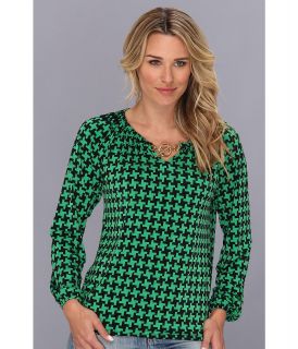 MICHAEL Michael Kors Matte Jersey Blouson Peasant Top Womens Clothing (Green)