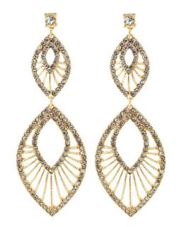 Tiered Oblong Pave Earrings, Golden