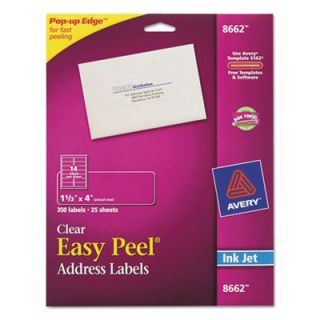 Avery Labels Easy Peel Inkjet Mailing Labels, 1 1/3 x 4, Clear (8662)