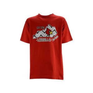 Louisville Cardinals NCAA Chevron State Youth T Shirt with Glitter