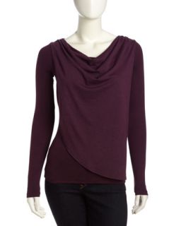 Draped Front Crossover Tee, Wine Country