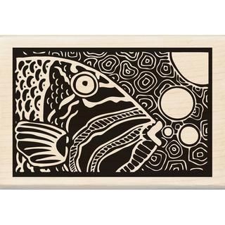 Inkadinkado Mounted Rubber Stamp 4 X2.75  Parrot Fish