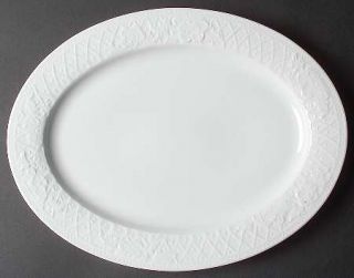 Nikko Blanc Fleur 14 Oval Serving Platter, Fine China Dinnerware   All Off Whit