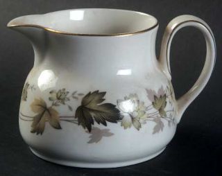 Royal Doulton Larchmont Creamer, Fine China Dinnerware   Green & Brown Leaves On
