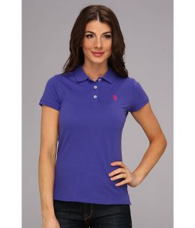 U.S. Polo Assn Solid Small Pony Polo Womens Short Sleeve Pullover (Purple)