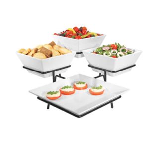 Cal Mil 3 Tier Gourmet Quad Platter Bowl Display   Melamine, Black